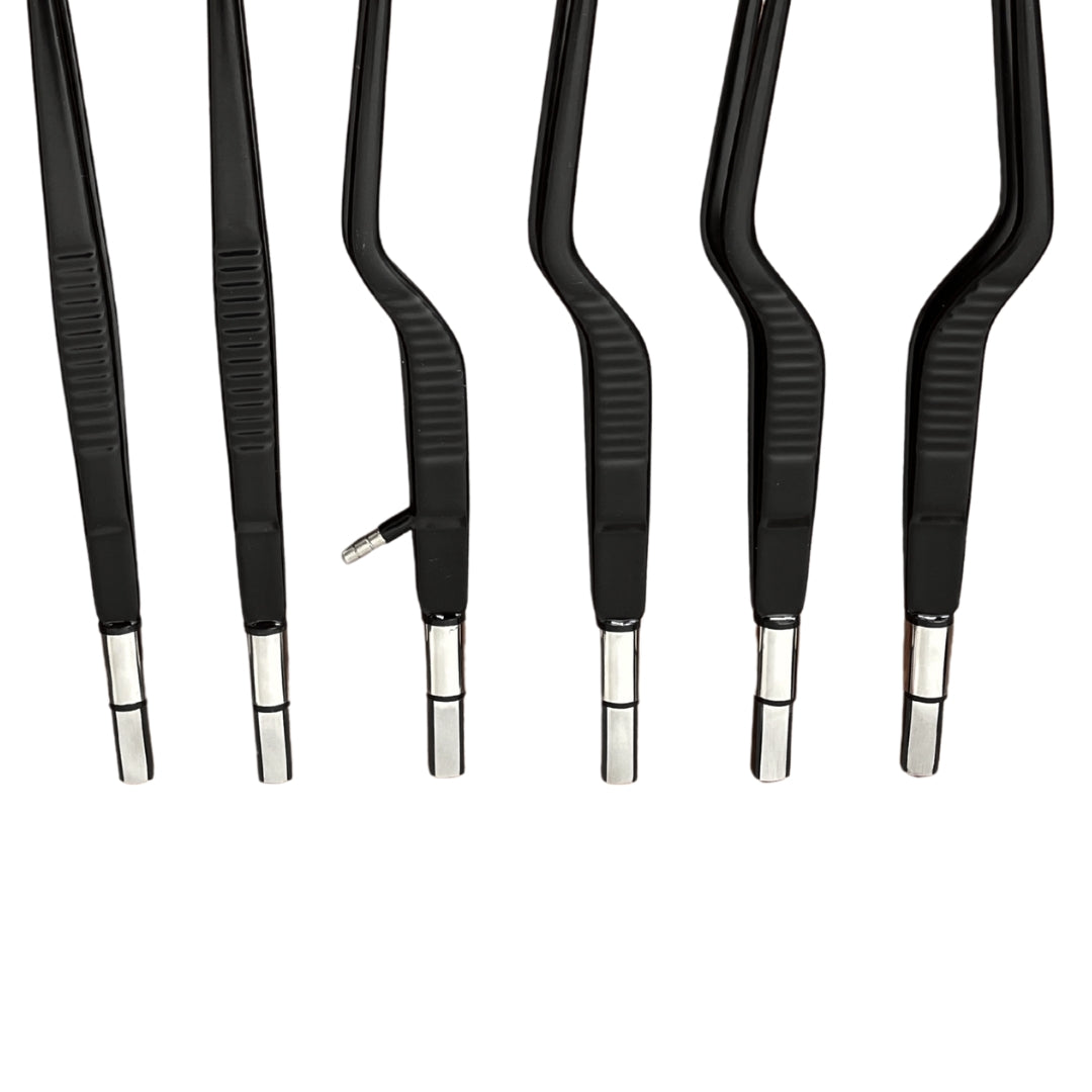 Set de Pinzas Bipolares 6 pzas + cable Non Stick tipo Europea (Black)