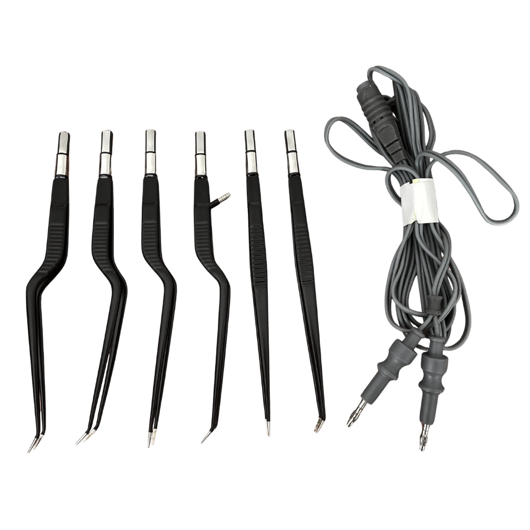 Set de Pinzas Bipolares 6 pzas + cable Non Stick tipo Europea (Black)
