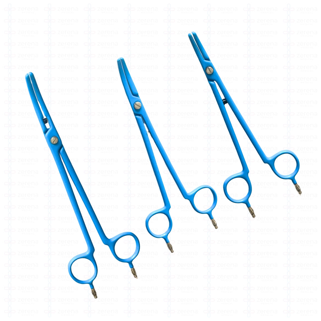 Set de Pinzas Selladoras de Arterias 3 piezas (6.5"+7.5"+8.5"+ cable)