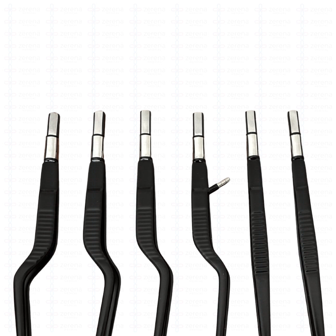 Set de Pinzas Bipolares 6 piezas + cable Non Stick tipo Europea (Black)